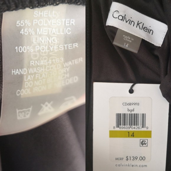 CALVIN KLEIN Black/Gold Textured Metallic Dress - Picture 5 of 5